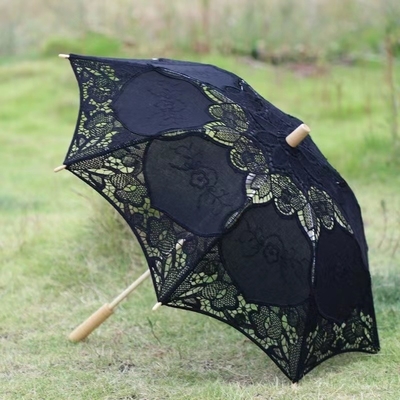 Décoration de mariage Battenburg parapluie en dentelle avec logo personnalisé et cadre en fibre de verre
