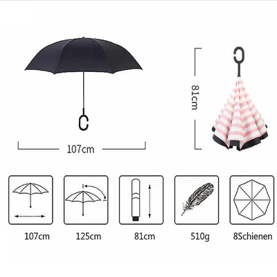 Parapluie droite 8K 23 pouces 190T Ponge inverse double couche C Manche manuelle ouverte
