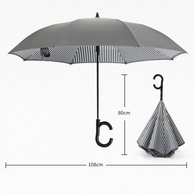 Parapluie droite 8K 23 pouces 190T Ponge inverse double couche C Manche manuelle ouverte