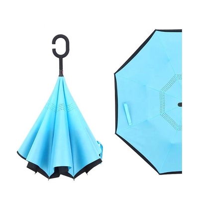 Couleur 23 pouces 8k 190T Pongee personnalisé Compact Invertit C Manche Ombrelle