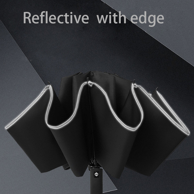 Parapluie à fente en métal noir avec imprimés de logo et fonction automatique