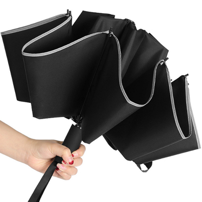 Parapluie à fente en métal noir avec imprimés de logo et fonction automatique