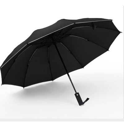 Parapluie à fente en métal noir avec imprimés de logo et fonction automatique