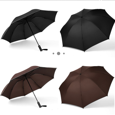 Parapluie à fente en métal noir avec imprimés de logo et fonction automatique