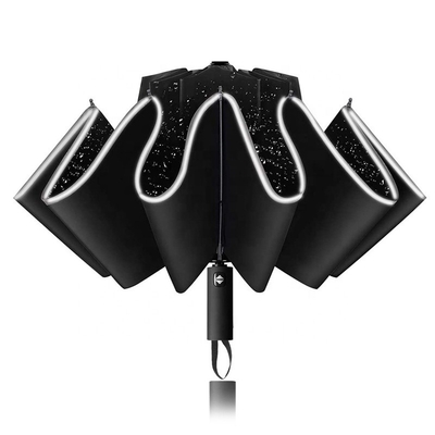 Manche en caoutchouc portatif résistant au vent UV pliable à l'envers parapluie avec impression de logo