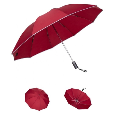 Manche en caoutchouc portatif résistant au vent UV pliable à l'envers parapluie avec impression de logo