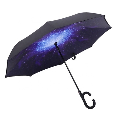 Adulte étanche à l'air en forme de C à l'envers parapluie inverse avec panneau Pongee