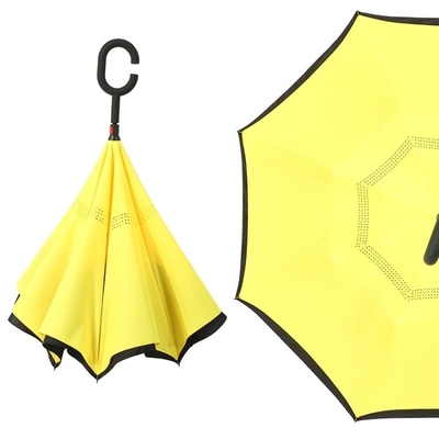 Parapluie inverse à double couche étanche au vent, pliable, réversible, automatique, en C.