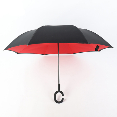 Parapluie publicitaire avec poignée en forme de C Anti-UV imperméable à l'eau Parapluie droite inverse
