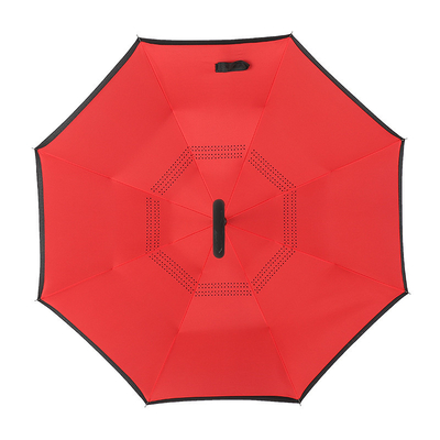 Parapluie publicitaire avec poignée en forme de C Anti-UV imperméable à l'eau Parapluie droite inverse