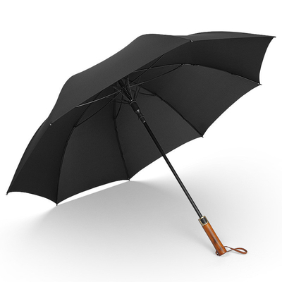 190T Pongee Long Manche 3 pliage Manche en bois Homme Business parapluie Plus taille pare-brise cadeau de golf parapluie Logo personnalisé
