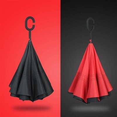 Conception minimaliste Logo personnalisé Inovateur Double couche inverse Parapluie étanche
