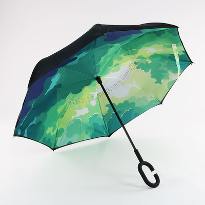 Conception minimaliste Logo personnalisé Inovateur Double couche inverse Parapluie étanche