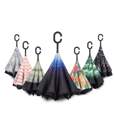 Parapluie à l'envers imprimée sur mesure à l'épreuve du vent avec poignée C Parapluie publicitaire