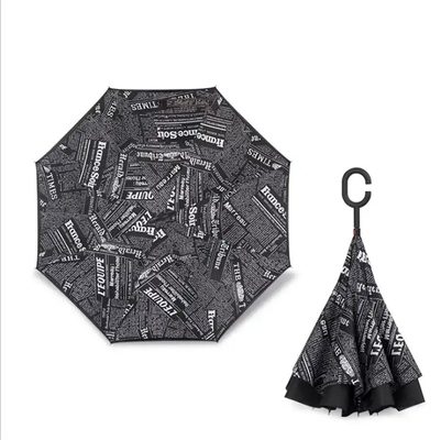 Parapluie à l'envers imprimée sur mesure à l'épreuve du vent avec poignée C Parapluie publicitaire