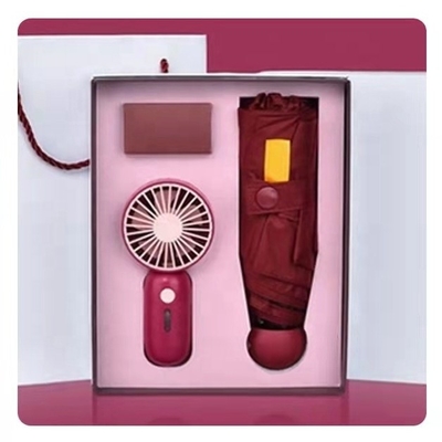 Cadeau de parapluie avec boîte personnalisée tout en une fonction USB rechargeable mini ventilateur portable