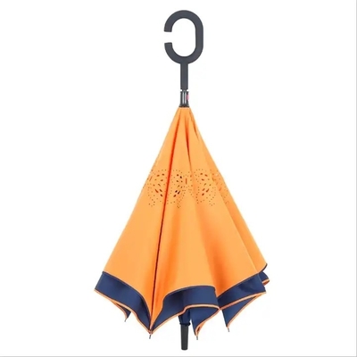 Parapluie à l'envers imprimée sur mesure à l'épreuve du vent avec poignée C Parapluie publicitaire