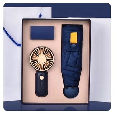 Cadeau de parapluie avec boîte personnalisée tout en une fonction USB rechargeable mini ventilateur portable