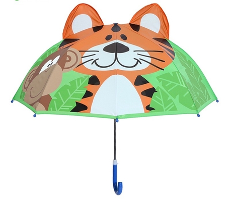 Diamètre ouvert 90cm 19 pouces 8K 190T Pongee enfants parapluie avec oreilles personnalisé et mignon