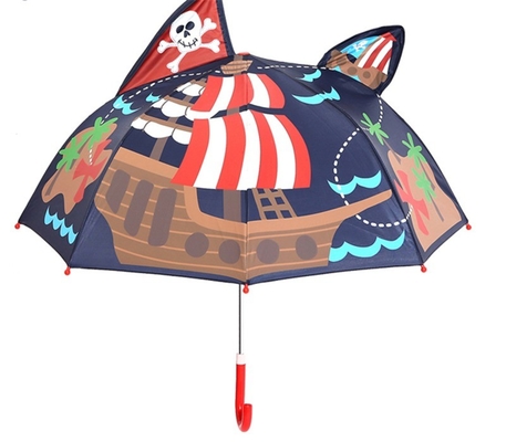 Diamètre ouvert 90cm 19 pouces 8K 190T Pongee enfants parapluie avec oreilles personnalisé et mignon