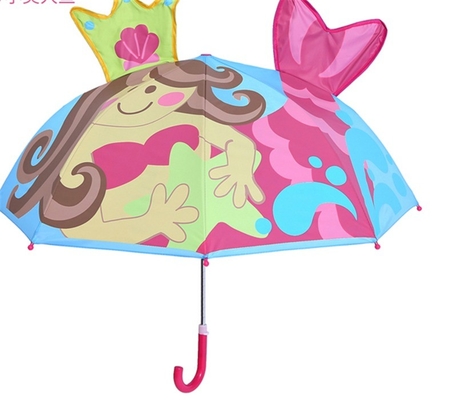 Diamètre ouvert 90cm 19 pouces 8K 190T Pongee enfants parapluie avec oreilles personnalisé et mignon