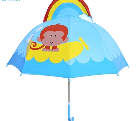 Diamètre ouvert 90cm 19 pouces 8K 190T Pongee enfants parapluie avec oreilles personnalisé et mignon