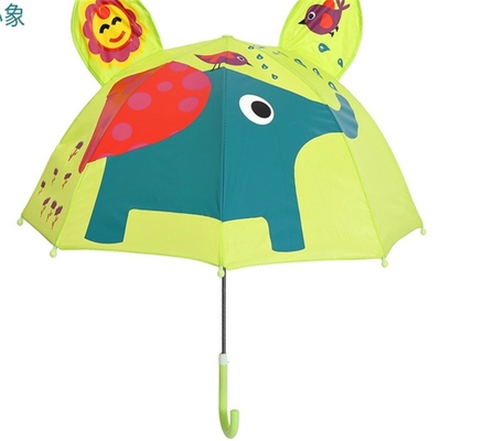 Diamètre ouvert 90cm 19 pouces 8K 190T Pongee enfants parapluie avec oreilles personnalisé et mignon