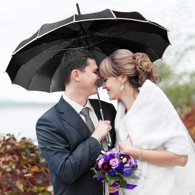 Pagoda japonaise de jardin parapluie vintage long crochet poignée noir et blanc double couleur