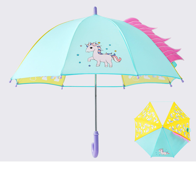 Des côtes en fibre de verre Parapluie pour enfants avec des oreilles de dessin animé adorables et un design transparent