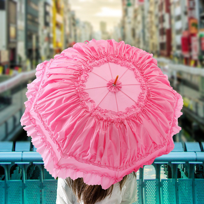 8K côtes en acier semi-automatique parapluies en dentelle de princesse pour femmes Couleur rose Logo personnalisé