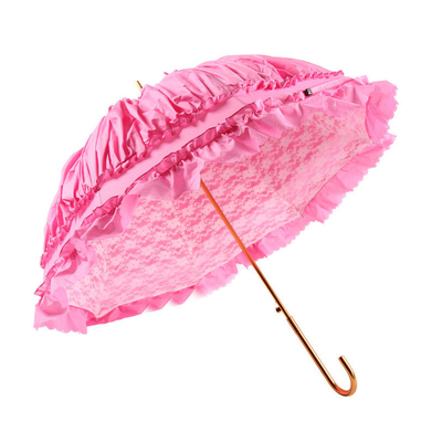8K côtes en acier semi-automatique parapluies en dentelle de princesse pour femmes Couleur rose Logo personnalisé