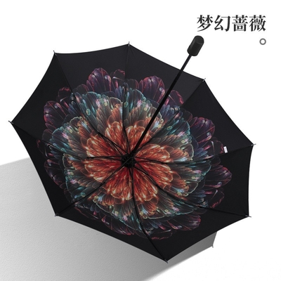 Parapluie en plastique à commande manuelle à trois couches avec motif à trois couches