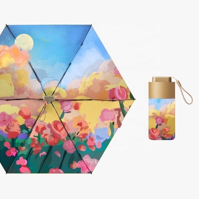 Un parapluie de 19 pouces * 6k portable pour femmes avec taille de téléphone en or