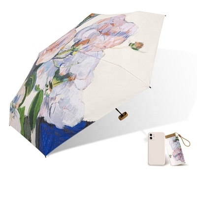 Un parapluie de 19 pouces * 6k portable pour femmes avec taille de téléphone en or