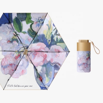 Un parapluie de 19 pouces * 6k portable pour femmes avec taille de téléphone en or