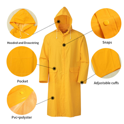 OXFORD CLOTH personnalisé imperméable à l'eau épais polyester PVC haute résistance pour adultes manteau jaune