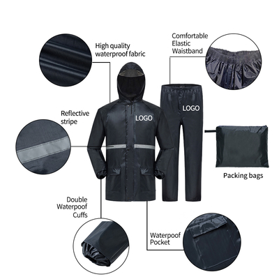 Logo personnalisé Travail manteau de pluie veste imperméable pour homme pour toutes les saisons combinaison de pluie en deux pièces