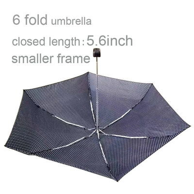 5.6 pouces de longueur personnalisé panneau de revêtement noir parapluie 6 plié logo d'impression personnalisé