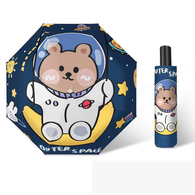 Astronaute dessin animé parapluie automatique pour enfants pour l'école primaire et le jardin d'enfants