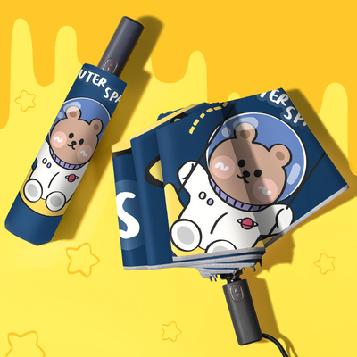 Astronaute dessin animé parapluie automatique pour enfants pour l'école primaire et le jardin d'enfants