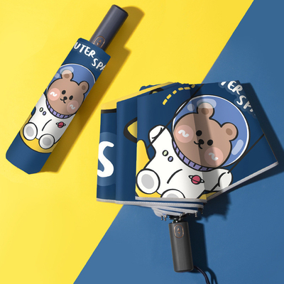 Astronaute dessin animé parapluie automatique pour enfants pour l'école primaire et le jardin d'enfants