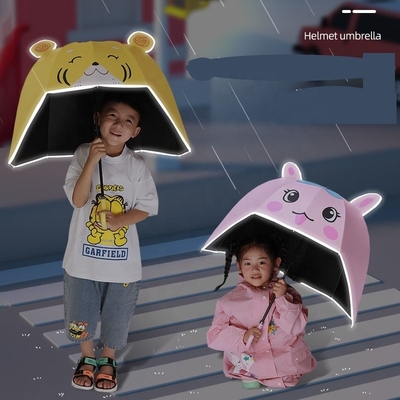 67cm de diamètre Casque de dessin animé Manuel de parapluie Design mignon ouvert pour les filles UV et étanche au vent