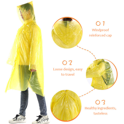 Pour les adultes, style Glam Design, imperméable transparent, poncho à capuche jetable