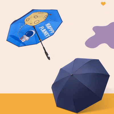 Parapluie pour les élèves gratuit Longue poignée Protection contre la pluie et le soleil 190T Tissu Ponegee