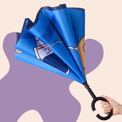Parapluie pour les élèves gratuit Longue poignée Protection contre la pluie et le soleil 190T Tissu Ponegee