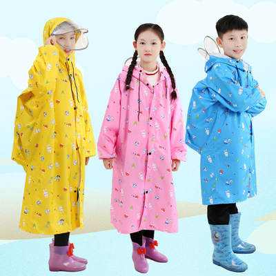 Long manteau de pluie transparent Vêtement de pluie à deux bordures manteau de pluie pour enfants avec poncho en une pièce