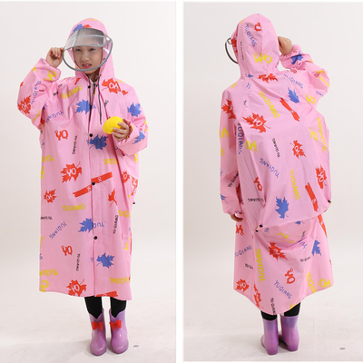 Long manteau de pluie transparent Vêtement de pluie à deux bordures manteau de pluie pour enfants avec poncho en une pièce