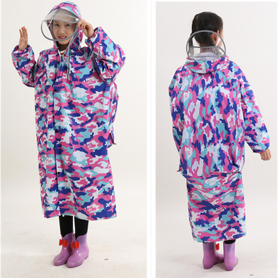 Long manteau de pluie transparent Vêtement de pluie à deux bordures manteau de pluie pour enfants avec poncho en une pièce