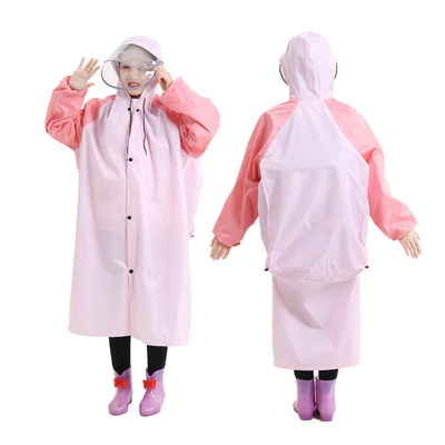 Long manteau de pluie transparent Vêtement de pluie à deux bordures manteau de pluie pour enfants avec poncho en une pièce