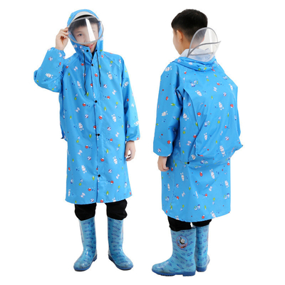 Long manteau de pluie transparent Vêtement de pluie à deux bordures manteau de pluie pour enfants avec poncho en une pièce